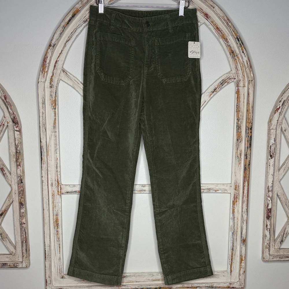 Free People Green Kick Flare Pants- NWT